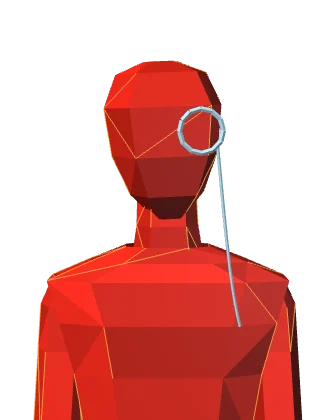 The same figure, wearing a monocle on a chain.