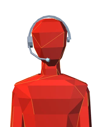 The same figure, in a telephone headset.